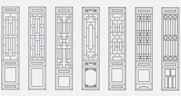 殷都常用中式仿古花窗图案隔断设计图